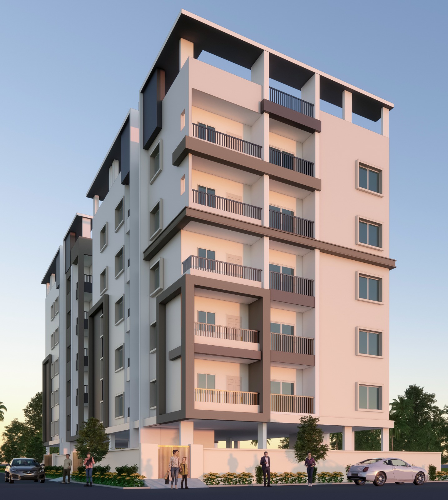 Construction workers building